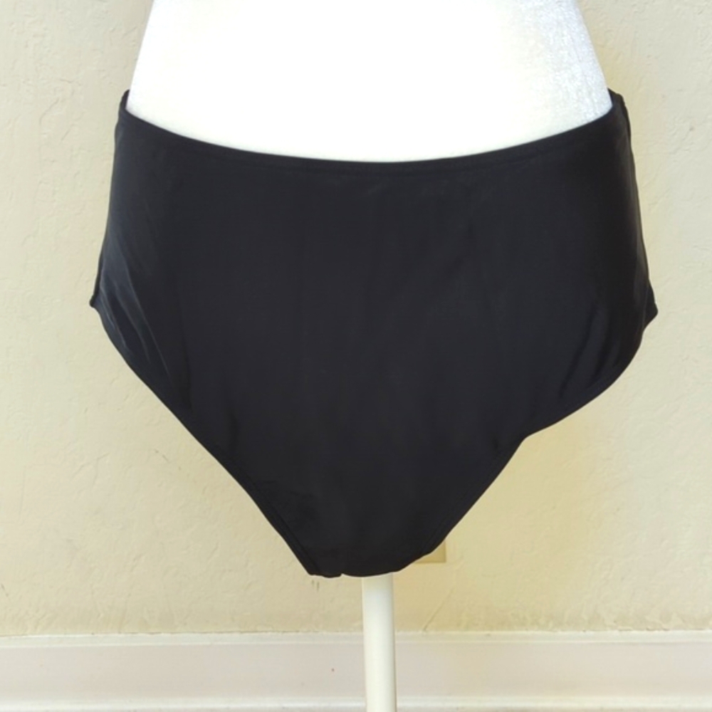 Yonique Tummy Control High Neck Tankini High Waisted Black Floral Swimsuit XL - Picture 9 of 14